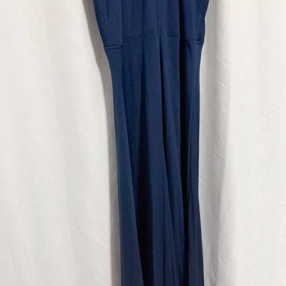 Vintage 1970sNavy Blue Halter Maxi Dress with Faux Turquoise Embelishment Size S - Picture 6 of 8